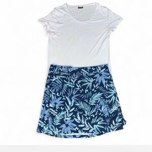 RipSkirt hawaii outfit wrap skirt blue palm mini and modal tshirt Large surf